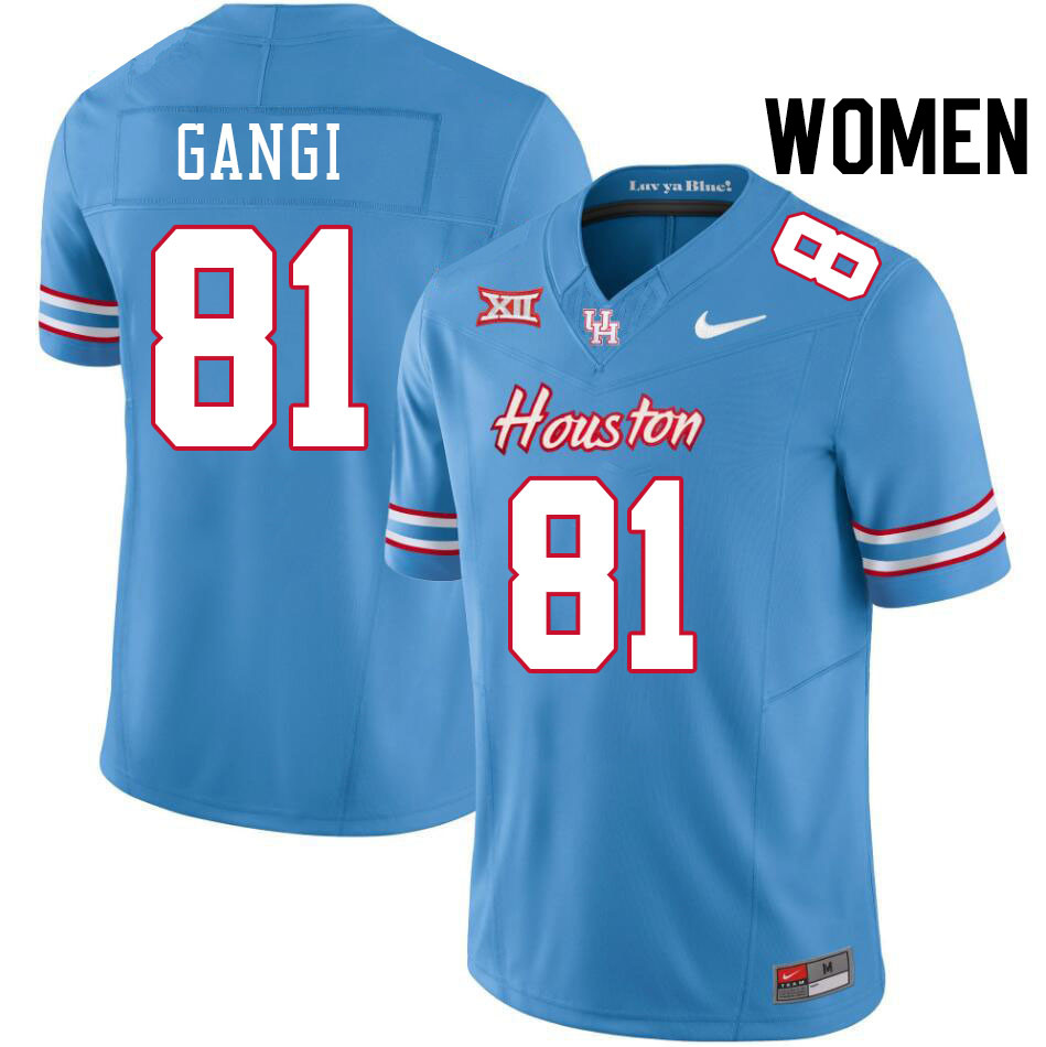 Women #81 Anthony Gangi Houston Cougars College Football Jerseys Stitched-Oilers